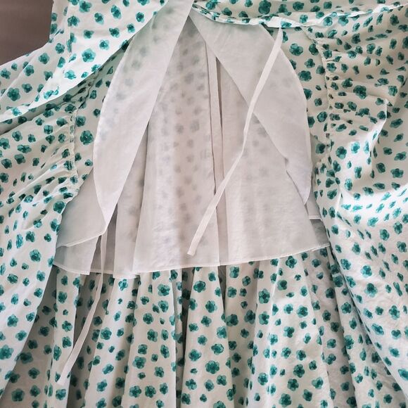 Rebecca Taylor Emerald Daisy Dress Ruffle Detail Wrap Green White Floral size 0 - Picture 5 of 10